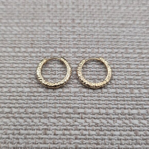 Jewelry - Gold Over Sterling Silver Small Textured Hoop Earrings A7027